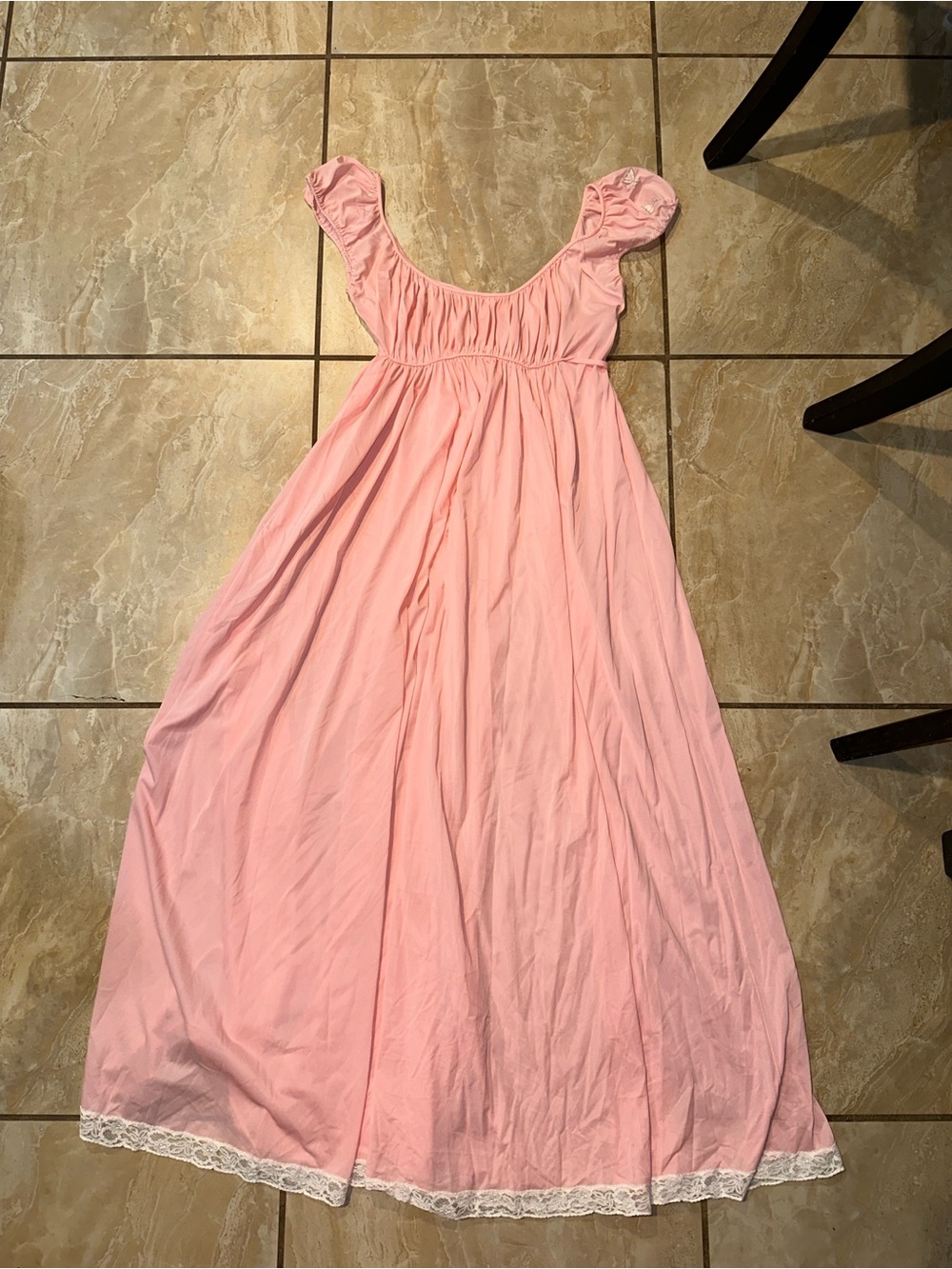 Vintage Light Pink embroidered flowers Claire Sandra Lucie Ann Women's Nightgow